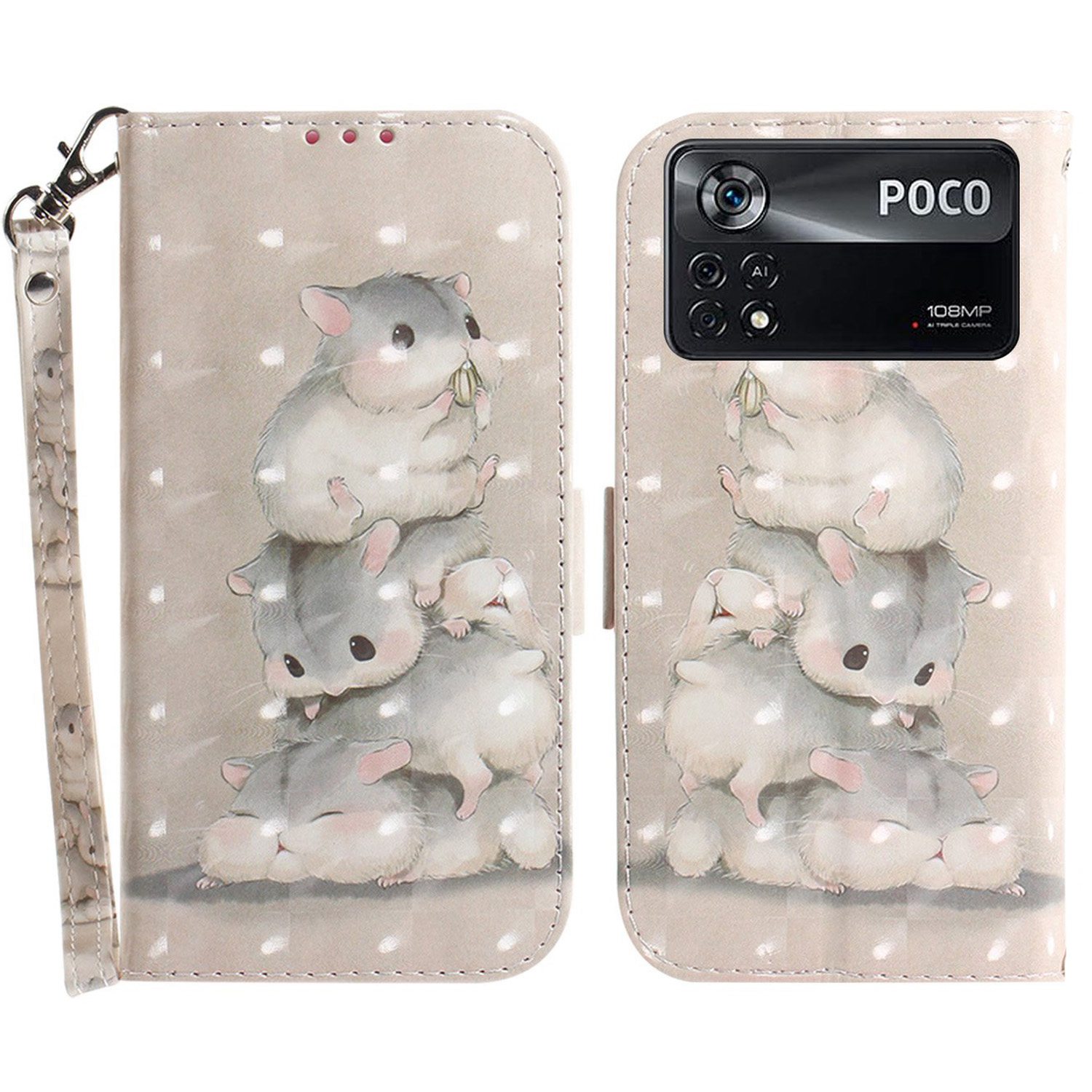 

Für Xiaomi Poco X4 Pro 5G PU Lederständer Verfügt - Stapeln Von Eichhörnchen, Xiaomi Poco X4 Pro 5G