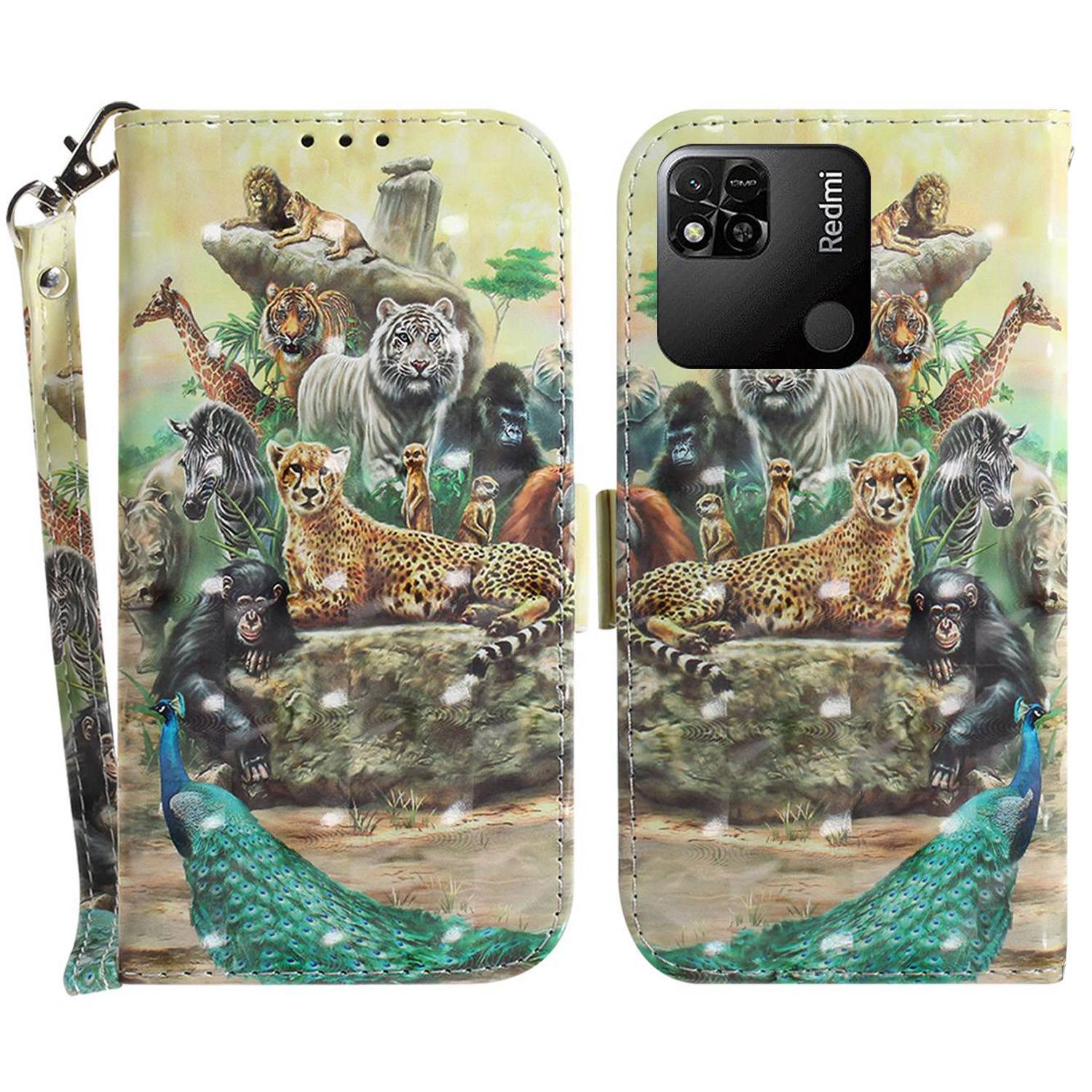

Für Xiaomi Redmi 10A 3D -muster Druckleder Blätterbetrieb Wallet Schockfeste TPU Magnetische Verschlusshülle Mit Riemen - Zootopia, Xiaomi Redmi 10A