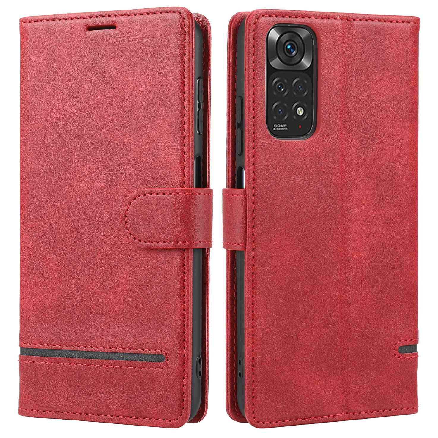 

Für Xiaomi Redmi Note 11s 4G/Note 11 4G (Qualcomm) Handy Flip Leder Hülle Wallet Wallet Schockdelie -schutzschutzabdeckung - Rot, Xiaomi Redmi Note 11S 4G