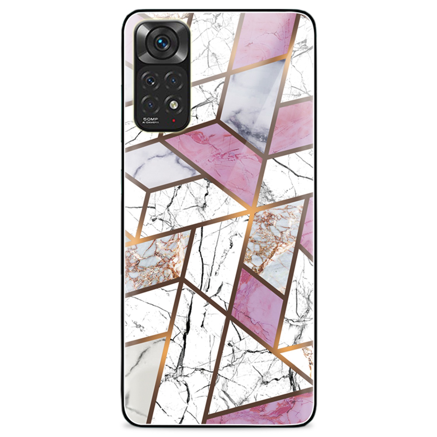 

Für Xiaomi Redmi Anmerkung 11s 4G/Redmi Anmerkung 11 4G (Qualcomm) Temperierte Glas Rückenschale Marmormuster Weiches Tpu-anti-rutsch-schutzschutzabdeckung - Stil A, Xiaomi Redmi Note 11S 4G