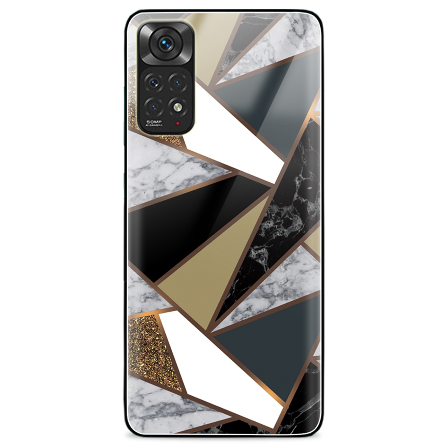 

Für Xiaomi Redmi Anmerkung 11s 4G/Redmi Anmerkung 11 4G (Qualcomm) Temperierte Glas Rückenschale Marmormuster Weiches Tpu-anti-rutsch-schutzschutzabdeckung - Stil C, Xiaomi Redmi Note 11S 4G