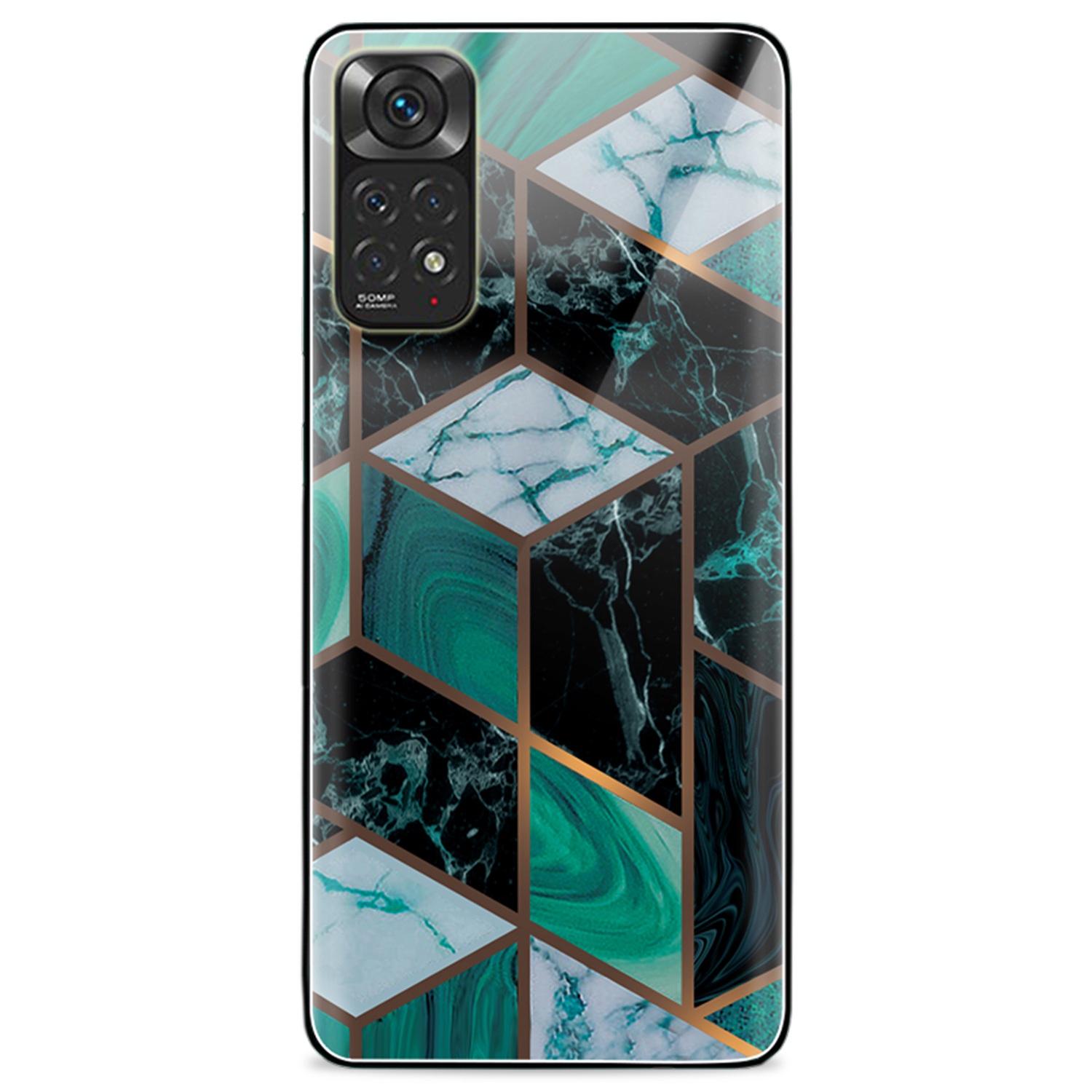

Für Xiaomi Redmi Anmerkung 11s 4G/Redmi Anmerkung 11 4G (Qualcomm) Temperierte Glas Rückenschale Marmormuster Weiches Tpu-anti-rutsch-schutzschutzabdeckung - Stil D, Xiaomi Redmi Note 11S 4G