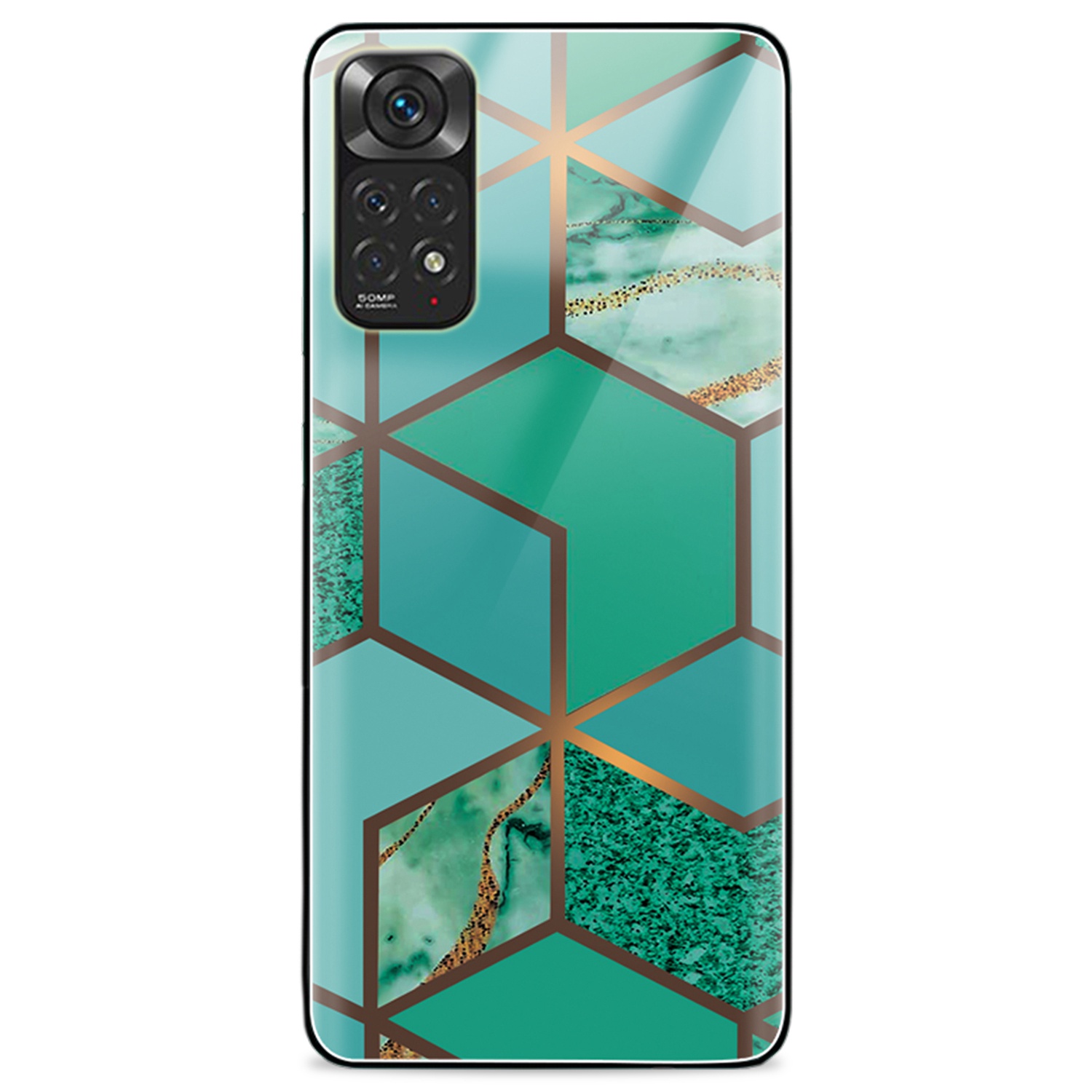 

Für Xiaomi Redmi Anmerkung 11s 4G/Redmi Anmerkung 11 4G (Qualcomm) Temperierte Glas Rückenschale Marmormuster Weiches Tpu-anti-rutsch-schutzschutzabdeckung - Stil H, Xiaomi Redmi Note 11S 4G