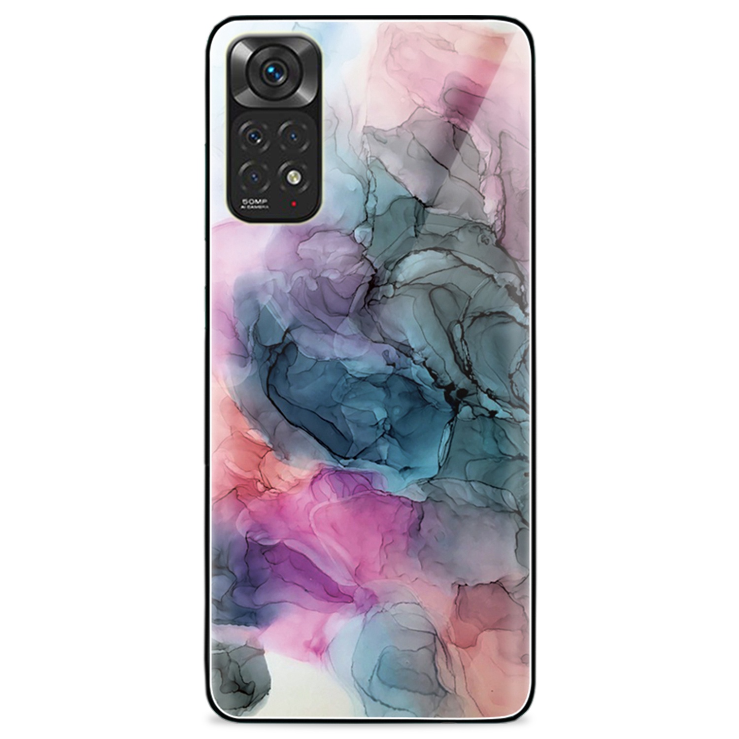 

Für Xiaomi Redmi Anmerkung 11s 4G/Redmi Anmerkung 11 4G (Qualcomm) Temperierte Glas Rückenschale Marmormuster Weiches Tpu-anti-rutsch-schutzschutzabdeckung - Stil J, Xiaomi Redmi Note 11S 4G