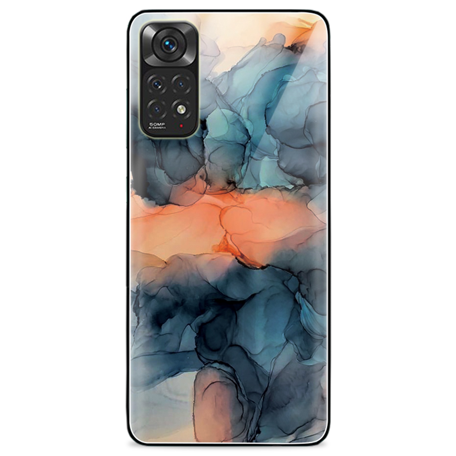 

Für Xiaomi Redmi Anmerkung 11s 4G/Redmi Anmerkung 11 4G (Qualcomm) Temperierte Glas Rückenschale Marmormuster Weiches Tpu-anti-rutsch-schutzschutzabdeckung - Stil K, Xiaomi Redmi Note 11S 4G