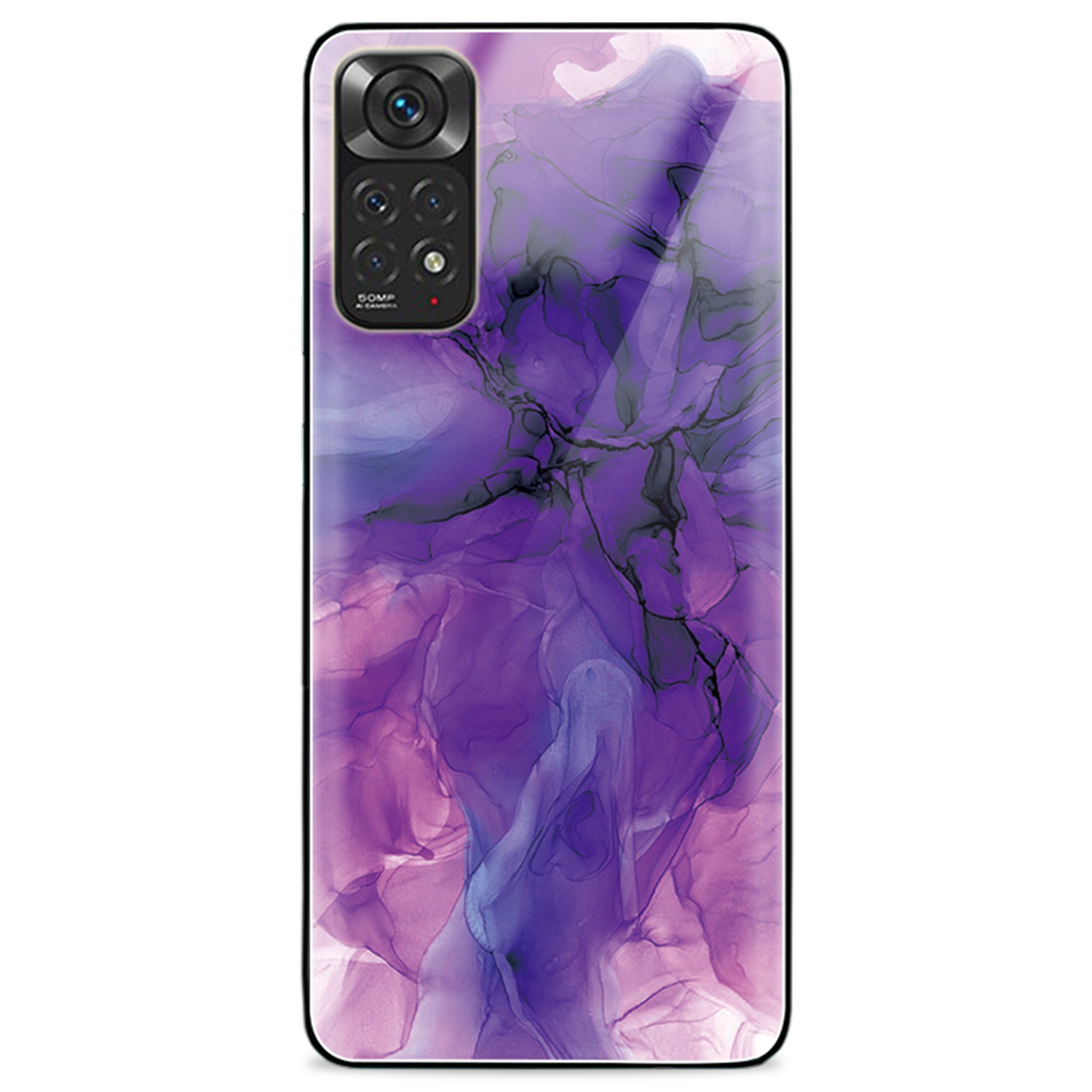 

Für Xiaomi Redmi Anmerkung 11s 4G/Redmi Anmerkung 11 4G (Qualcomm) Temperierte Glas Rückenschale Marmormuster Weiches Tpu-anti-rutsch-schutzschutzabdeckung - Stil L, Xiaomi Redmi Note 11S 4G