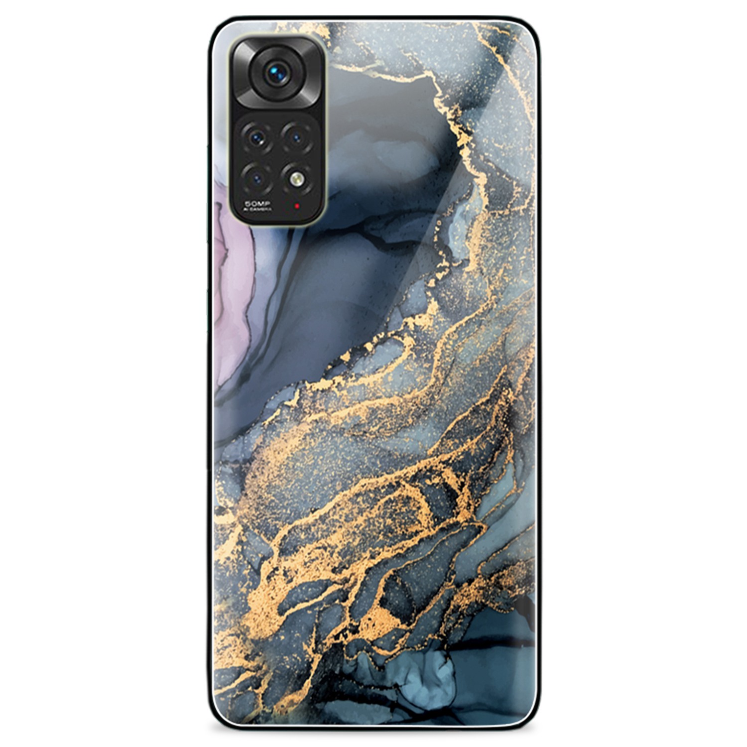 

Für Xiaomi Redmi Anmerkung 11s 4G/Redmi Anmerkung 11 4G (Qualcomm) Temperierte Glas Rückenschale Marmormuster Weiches Tpu-anti-rutsch-schutzschutzabdeckung - Stil M, Xiaomi Redmi Note 11S 4G