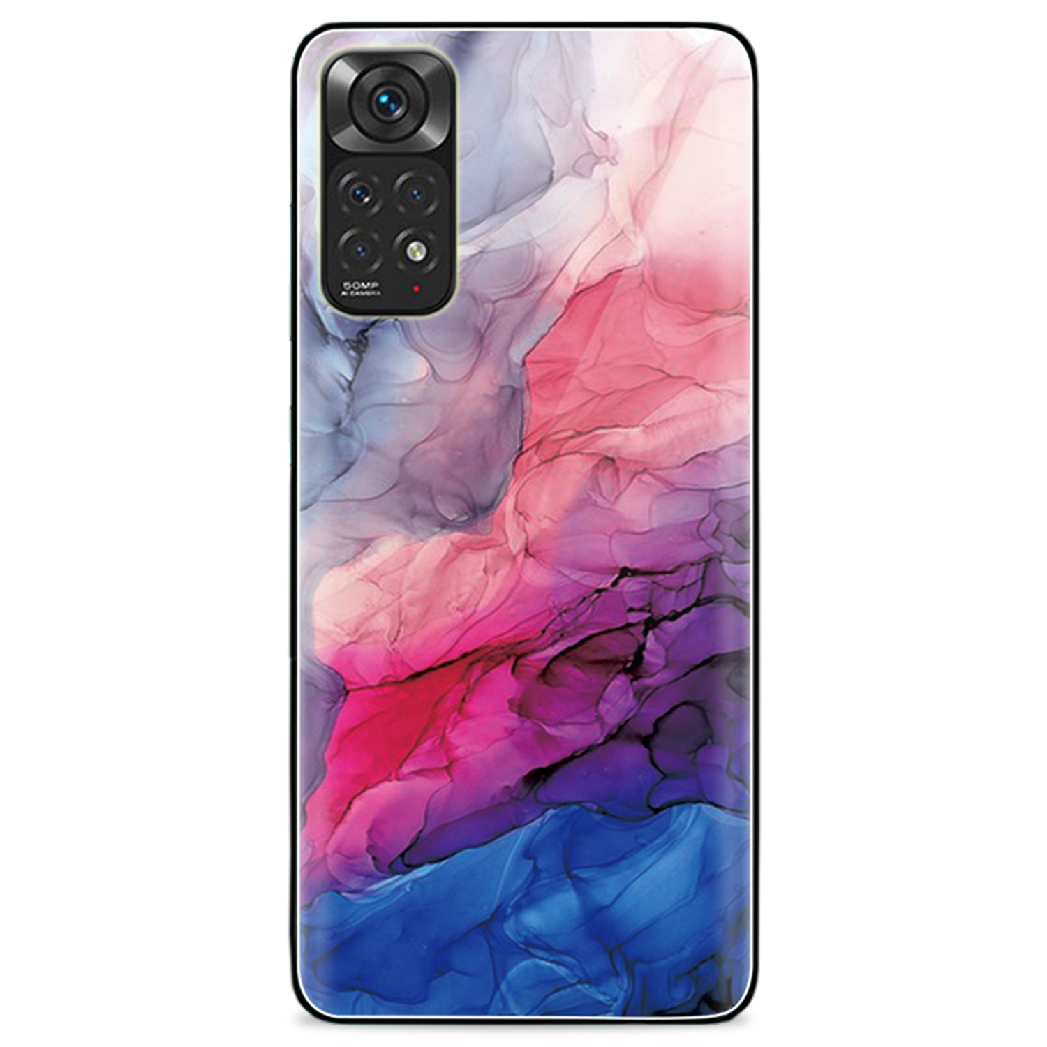 

Für Xiaomi Redmi Anmerkung 11s 4G/Redmi Anmerkung 11 4G (Qualcomm) Temperierte Glas Rückenschale Marmormuster Weiches TPU-Anti-Rutsch-Schutzschutzabdeckung - Stil O, Xiaomi Redmi Note 11S 4G