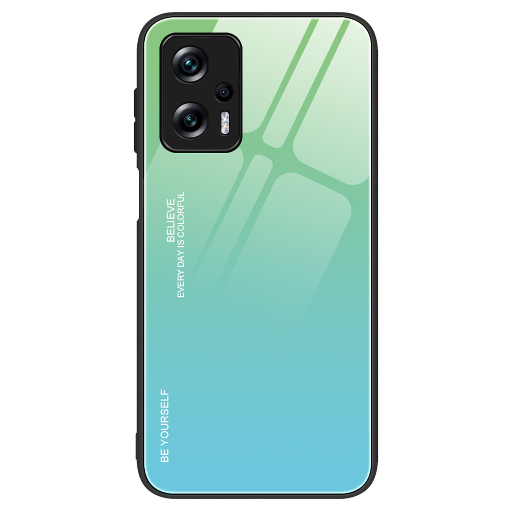 

Für Xiaomi Redmi Note 11t Pro 5g / Anmerkung 11t Pro+ 5g / Poco X4 GT 5G / Redmi K50i 5G Kratzfest-resistente Anti-fall-handy-shell-gradientenfarbe Getemperter Glas Zurück - Cyan / Blau, Xiaomi Redmi Note 11T Pro 5G