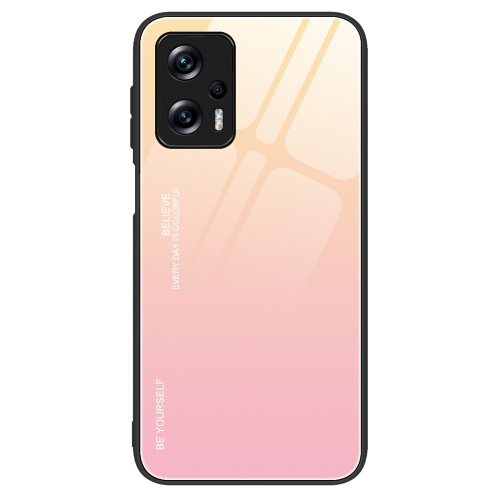 

Für Xiaomi Redmi Note 11t Pro 5g / Anmerkung 11t Pro+ 5g / Poco X4 GT 5G / Redmi K50i 5G Kratzfest-resistente Anti-fall-handy-shell-gradientenfarbe Getemperter Glas Zurück - Gold / Rosa, Xiaomi Redmi Note 11T Pro 5G