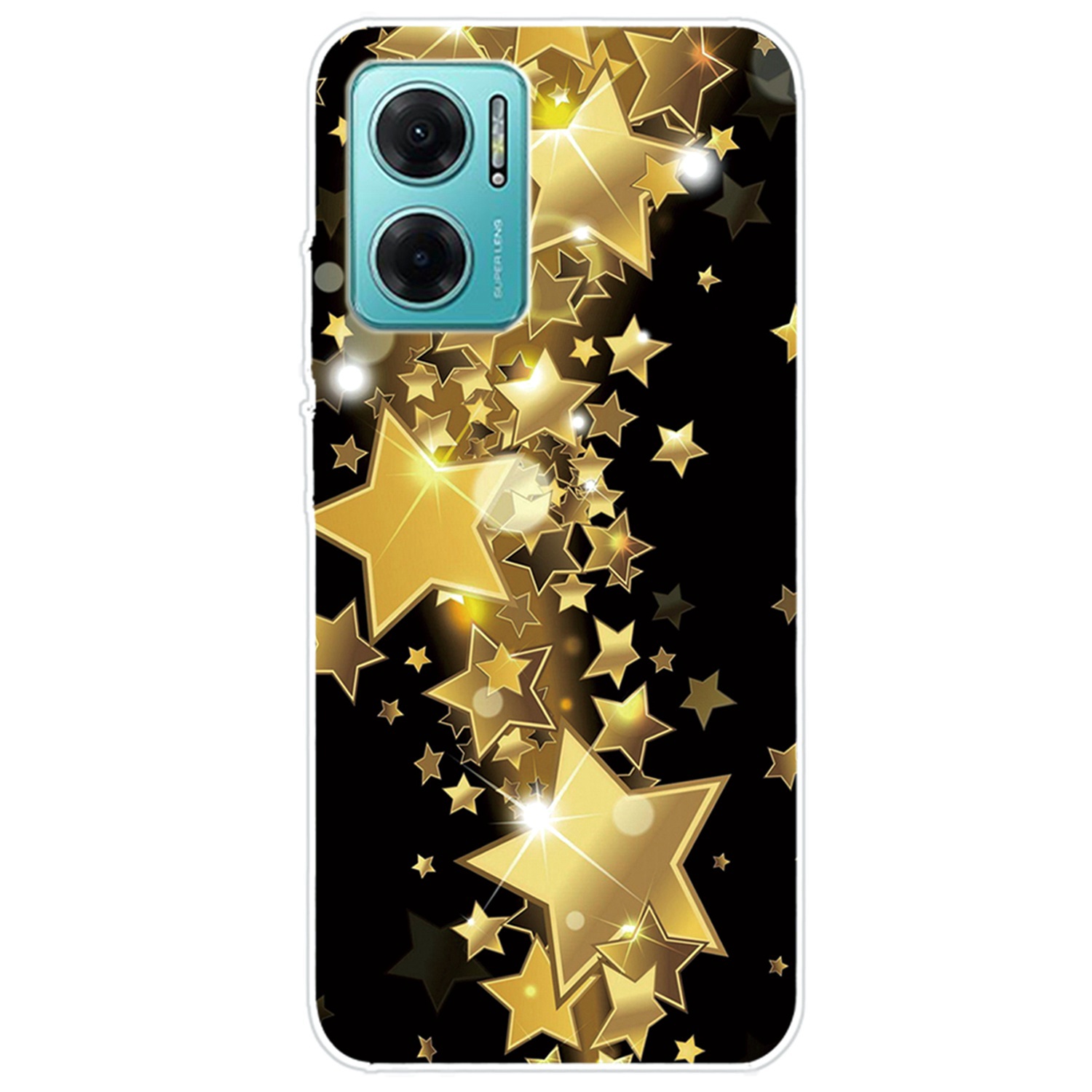 

Für Xiaomi Redmi Note 11e 5g / Redmi 10 5g / Redmi 10 Prime+ 5G Slim Flexible TPU -schutzmustershülle -muster -drucker -schockdcoverabdeckung - Goldene Sterne, Xiaomi Redmi Note 11E 5G