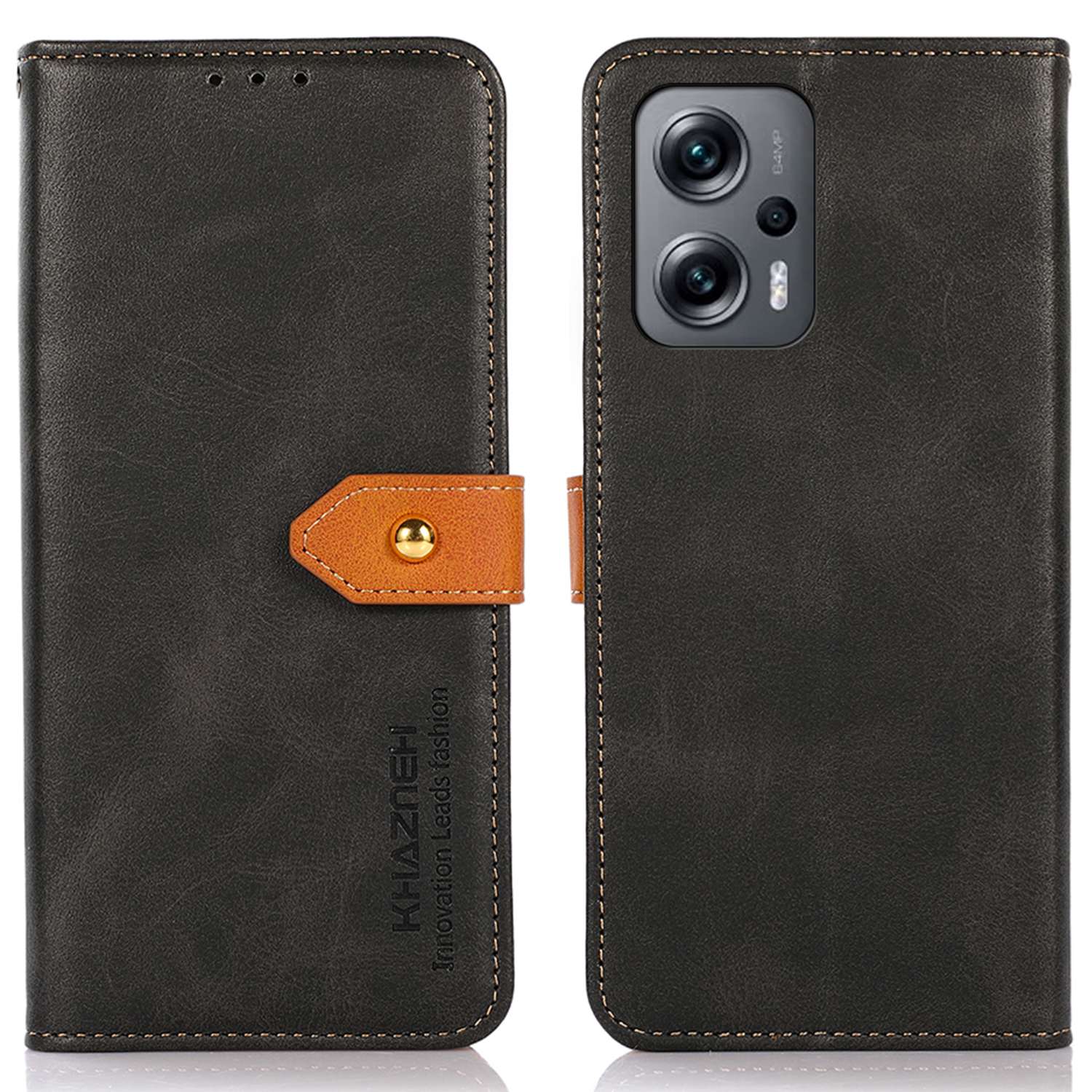 

Khazneh Für Xiaomi Redmi Note 11t Pro 5g/poco X4 GT 5G/Note 11t Pro+ 5G Schockdes Leder -leder -brieftaschenhülle Golden Magnetic Schnalle Schütze Flip Cover - Schwarz, Xiaomi Redmi Note 11T Pro 5G