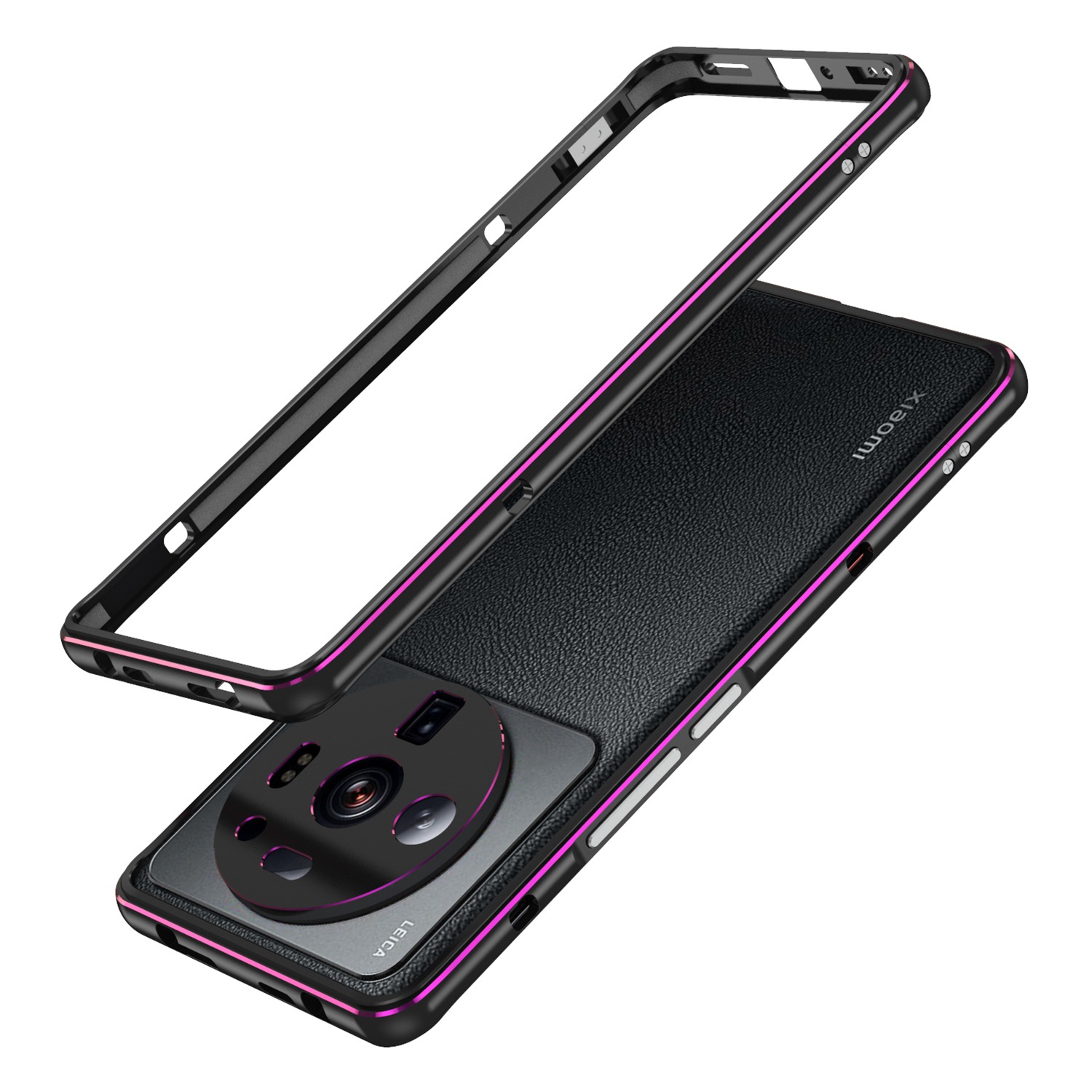 

Für Xiaomi 12s Ultra 5G Metallrahmen Drop-proof-telefon Stoßfänger Mit Kameralinsenabdeckung - Schwarz / Violett, Xiaomi 12S Ultra 5G