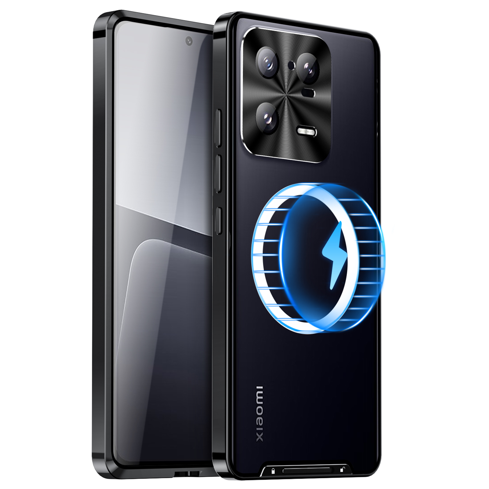 

Für Xiaomi 13 Pro 5G Magnetic Phone Case Metal Edge TPU Back Lens Protection Matte Telefonabdeckung - Schwarz, Xiaomi 13 Pro 5G