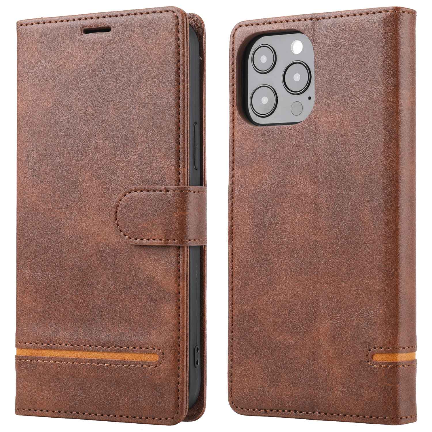 

Für Das Iphone 15 Pro Max PU Leder Brieftasche Telefon Hülle Horizontale Line Ständer Schutz Telefonabdeckung - Braun, iPhone 15 Pro Max