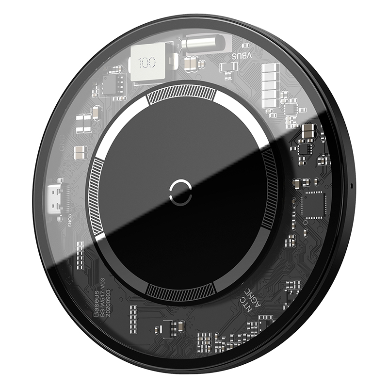 

BASEUS CW-HW Simple Magnetic Wireless Charger for iPhone 12 Series/Samsung/Huawei etc. - Transparent, Universal