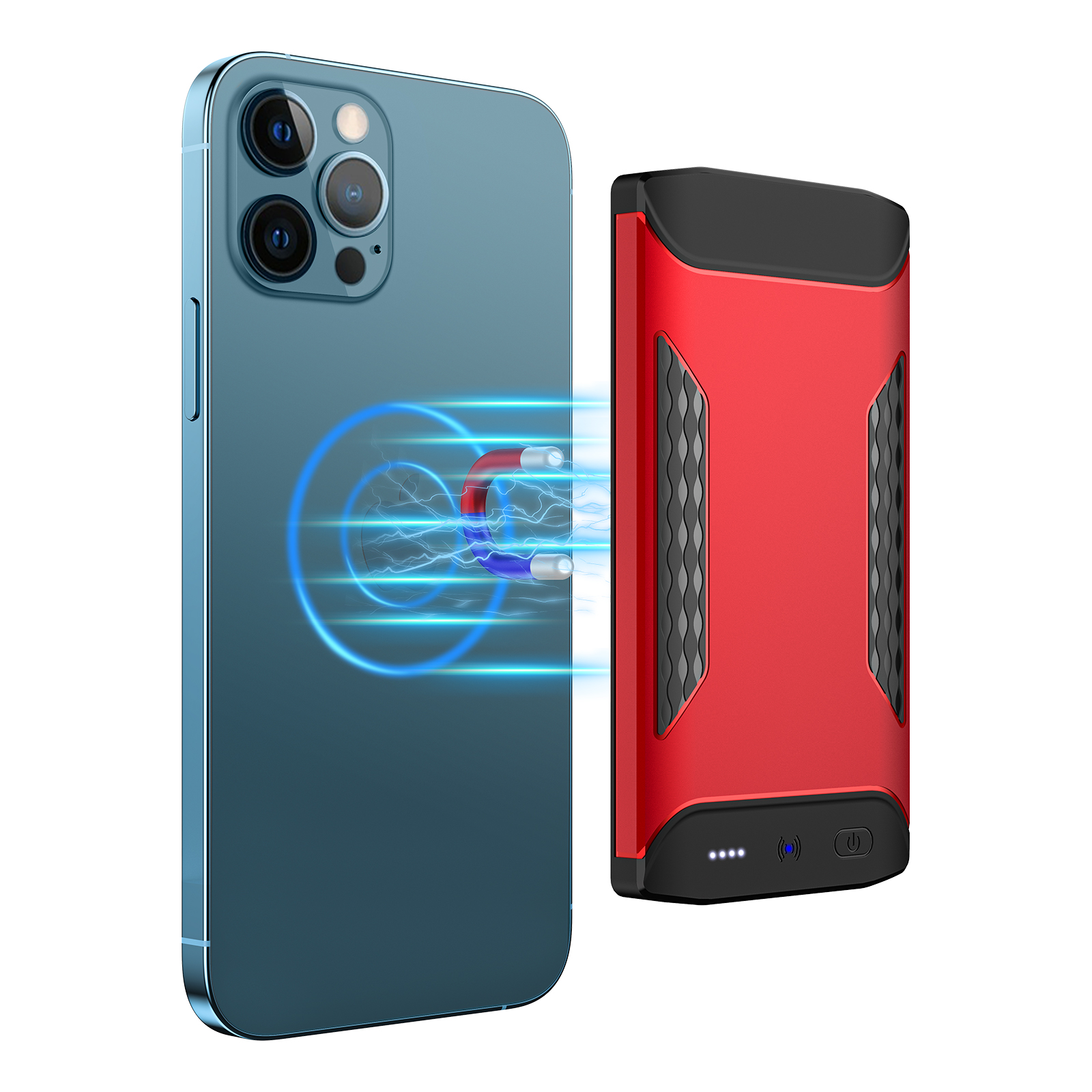 

Magnetic Adsorption Phone Wireless Charging Pad 6000mAh Power Bank for iPhone 12 Series - Red, iPhone 12 mini