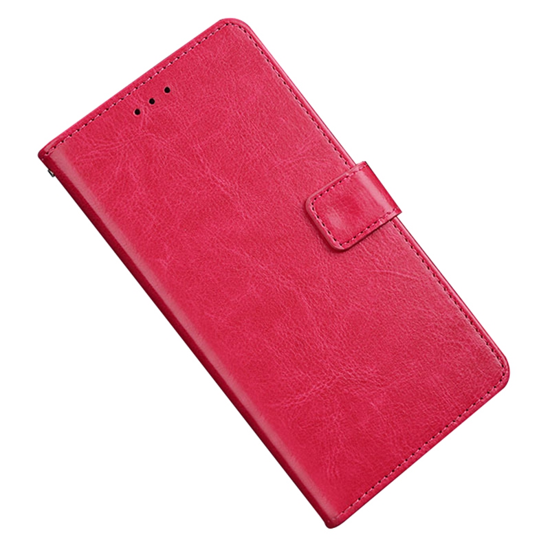 

For Alcatel 1 (2021) Crazy Horse Leather Folio Flip Case Wallet Stand Magnetic Mobile Phone Cover - Rose, Alcatel 1 (2021)