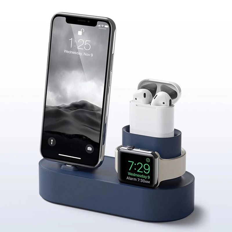 

For iPhone AirPods Apple Watch 3 in 1 Charging Stand - Blue