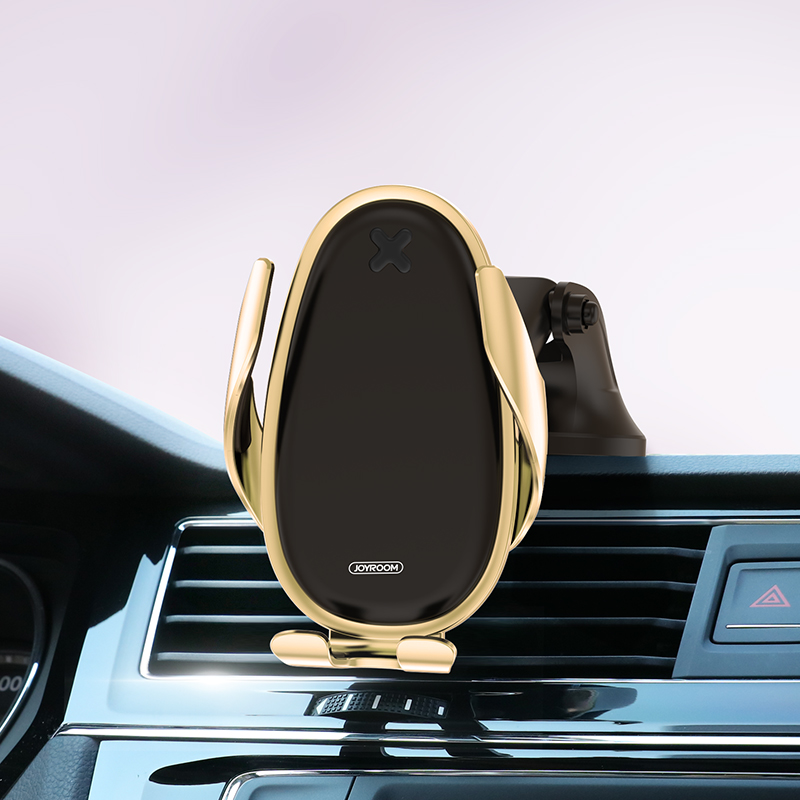 

JOYROOM JR-ZS199 15W Fast Charging Wireless Charger Car Instrument Platform Phone Holder for 4''-6.5'' Smart Phones - Gold, iPhone 12 mini