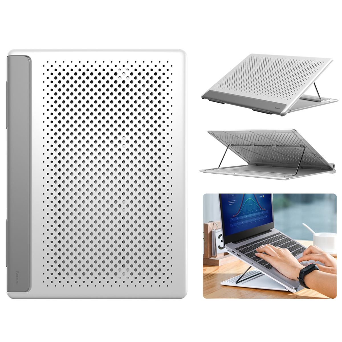 

BASEUS Adjustable Portable Foldable Notebook Table Stand Tray Laptop Computer Desk - Grey, iPhone 12 mini