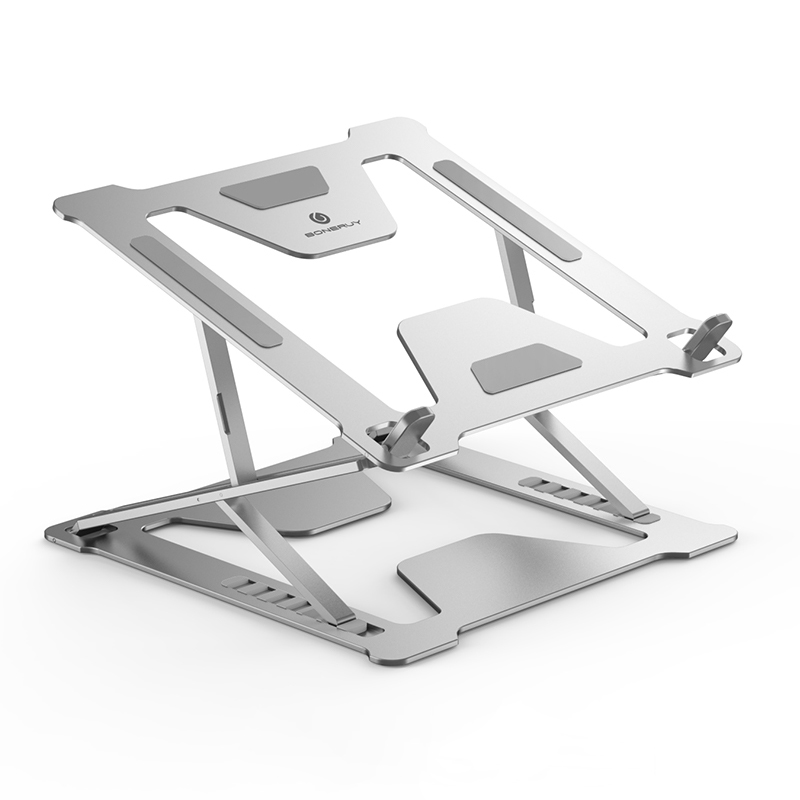 

BONERUY P17 Portable Folding Double Storage Aluminum Alloy Notebook Stand Adjustable Laptop Stand for Laptop Within 17.3 inch - Silver, Universal