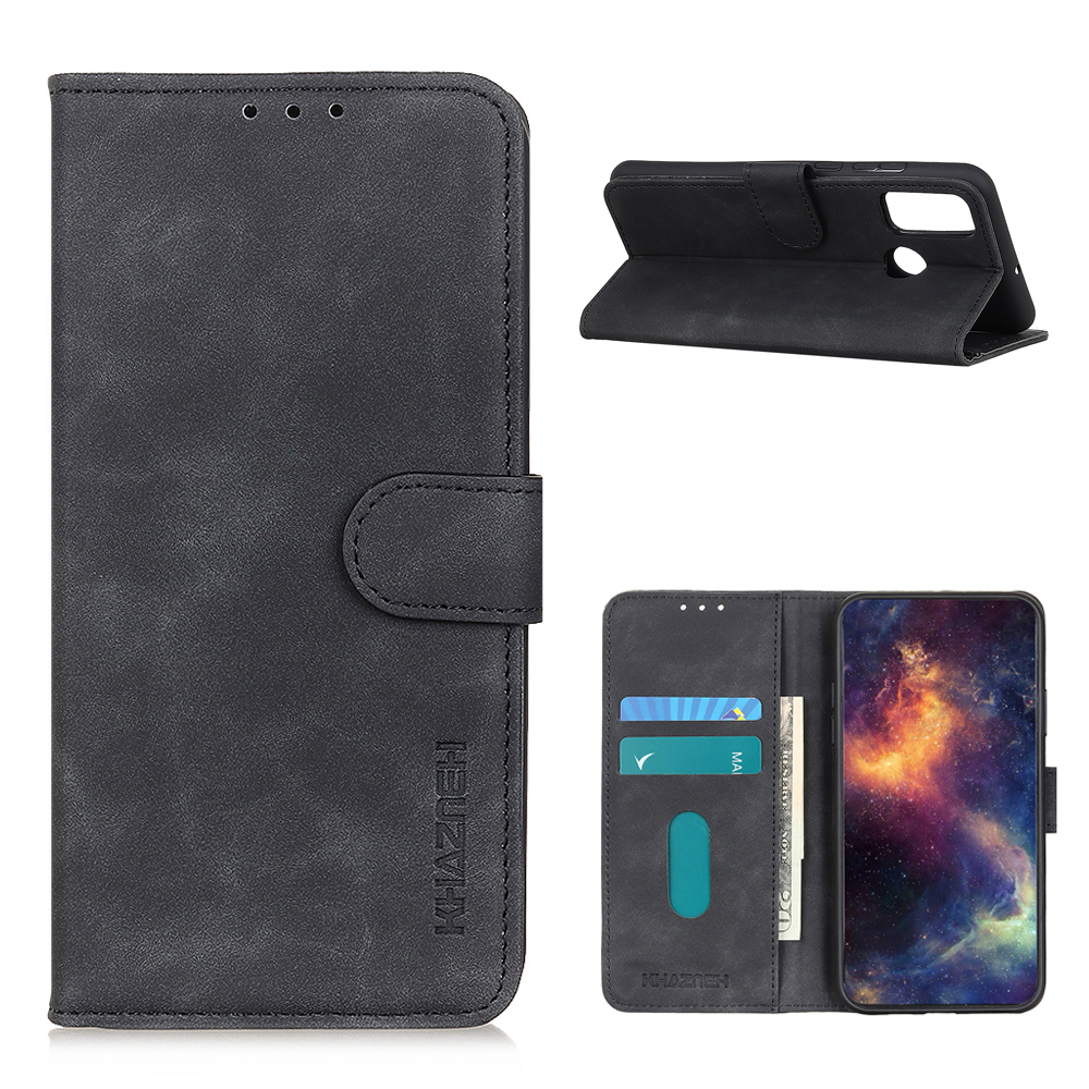 

KHAZNEH Wallet Design Retro Style Folio Flip PU Leather Case for ZTE Blade A7s 2020 - Black