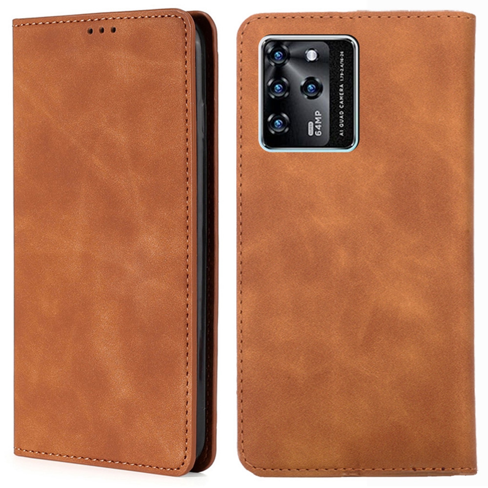 

Faltbarer Stand Auto Schließen Magnetische PU-Leder-Telefonkasten Mit Kartenhalter Für ZTE-Blade V30 - Hellbraun, ZTE Blade V30
