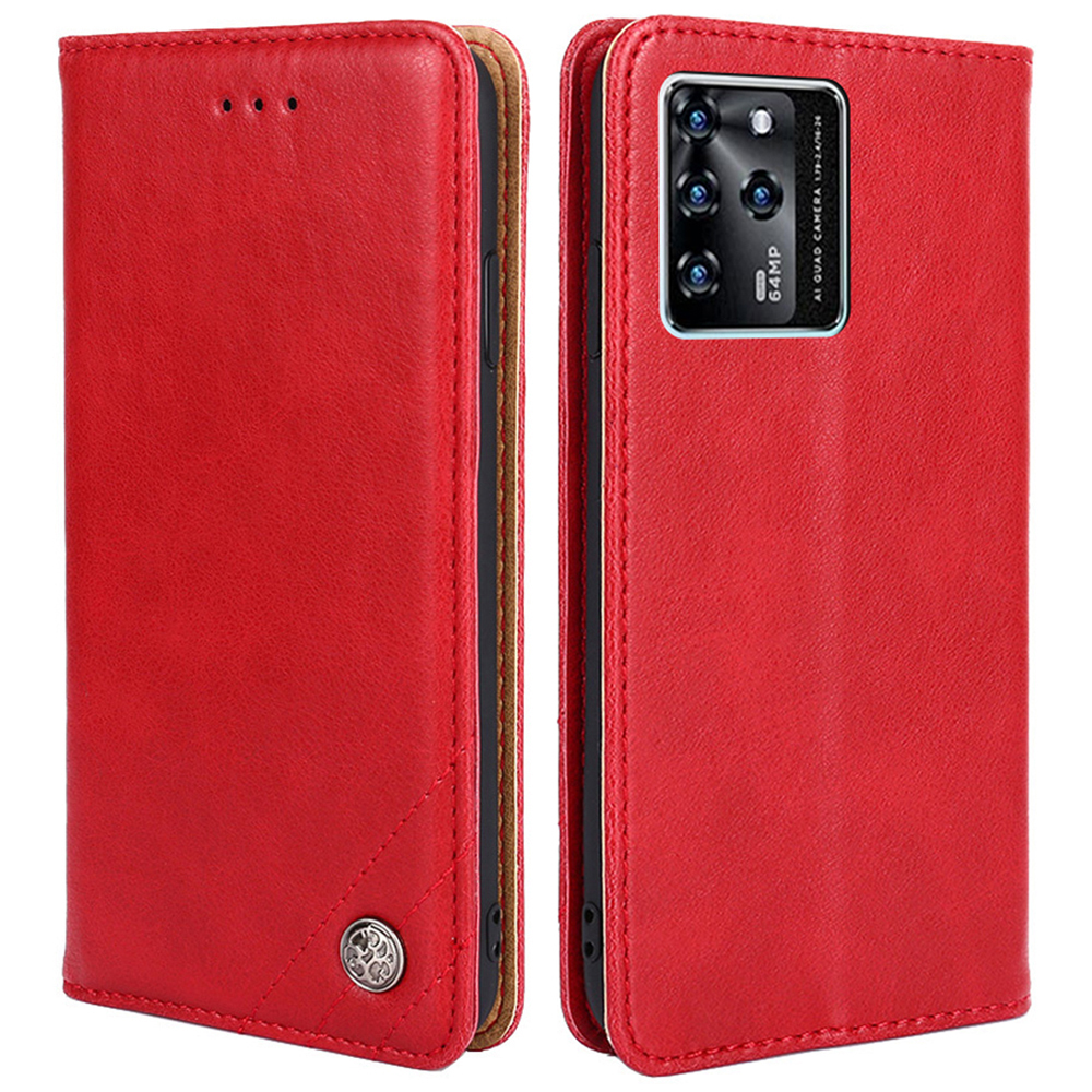 

Dreieckstichlinie PU Leder Schockdelie -telefonabdeckungshülle Für ZTE Blade V30 - Rot, ZTE Blade V30