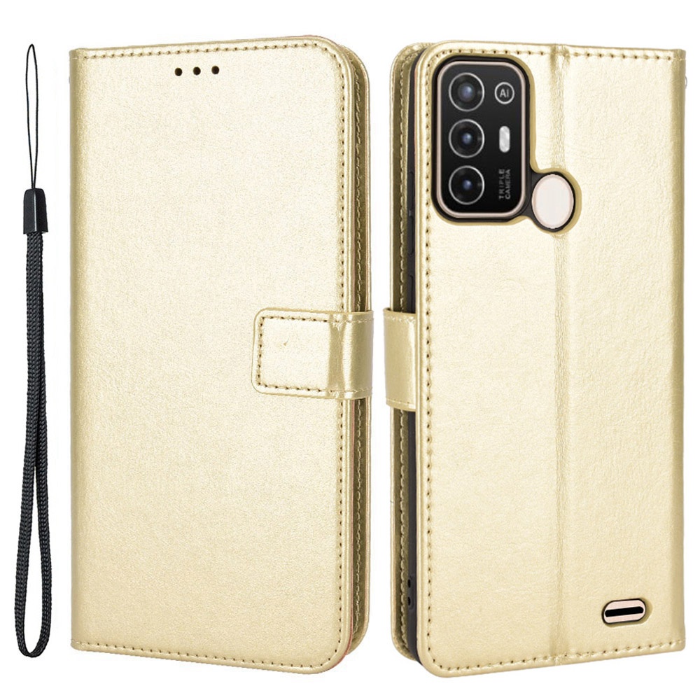 

Crazy Horse Texture Phone Hülle Für ZTE Blade A52, Stand Wallet -funktion PU Lederschutzabdeckung - Gold, ZTE Blade A52