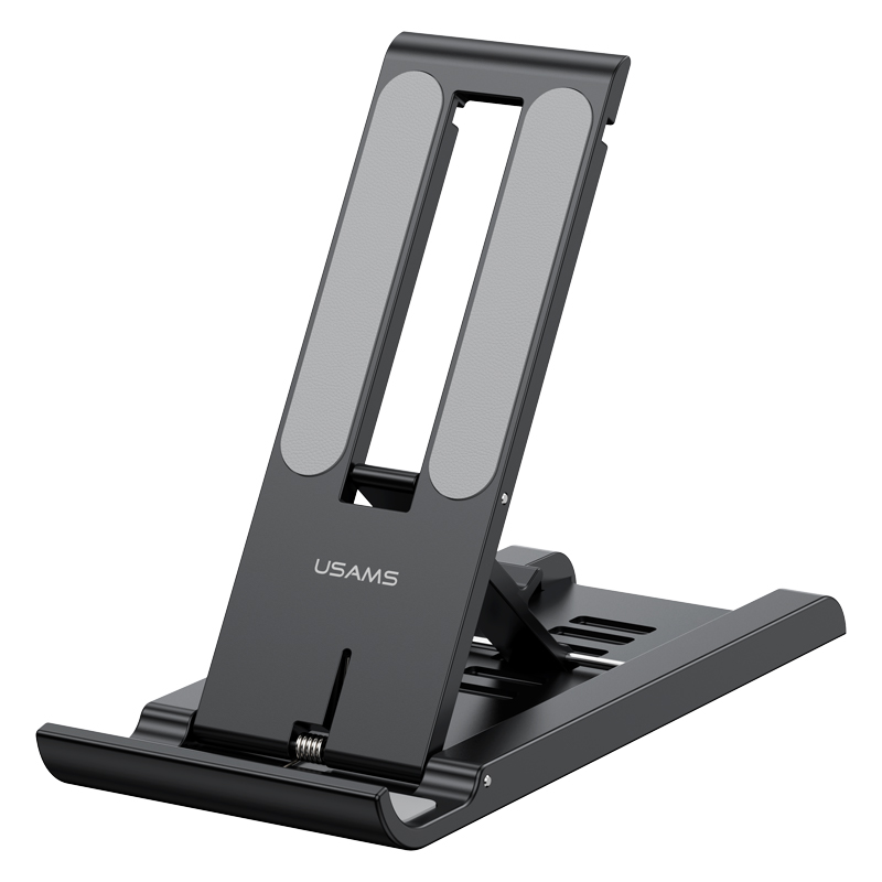 

USAMS US-ZJ070 Spring Folding Desktop Phone Stand Lightweight Portable Tablet Holder Compatible with 4.7-12 inch Devices - Black, Universal