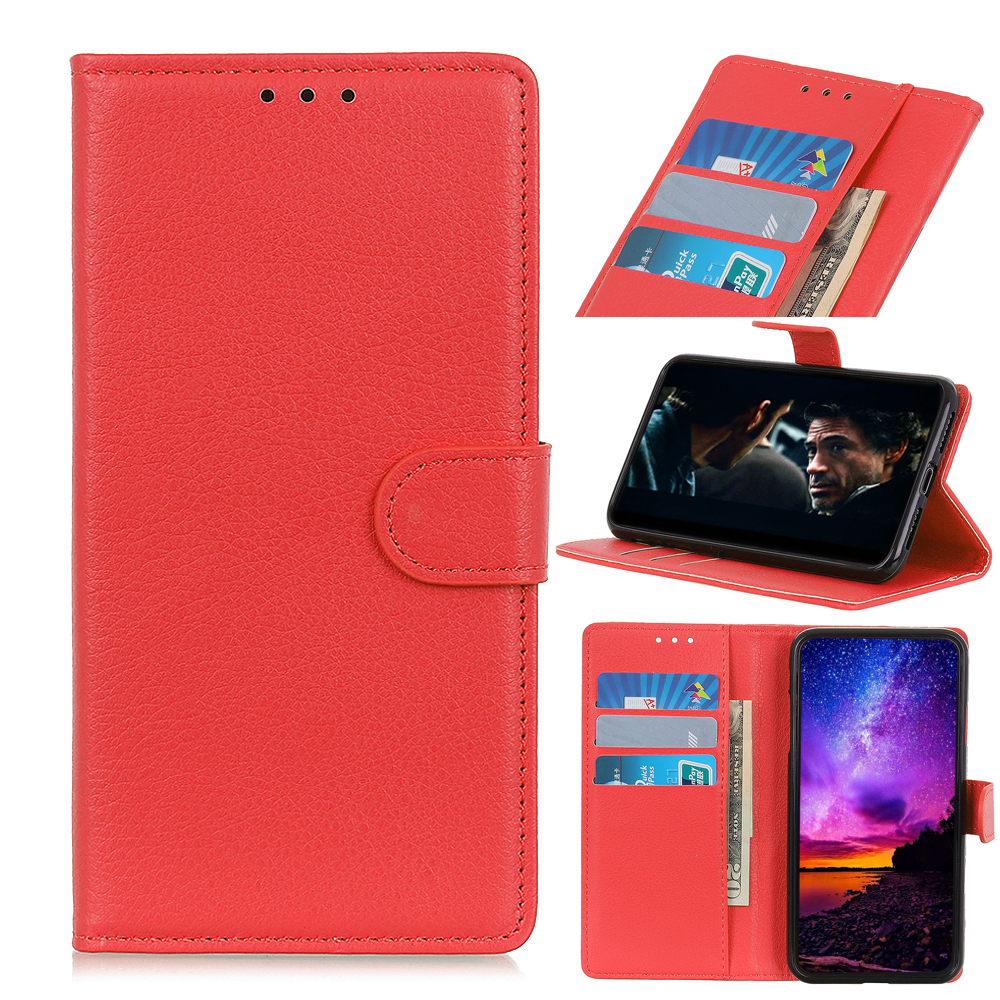 

Litchi Skin Wallet Leather Stand Case for Google Pixel 4a 5G/Pixel 5XL - Red