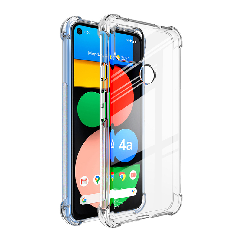 

IMAK Vier Ecke Dämpft Vollschutz TPU Soft Case + Ultra Clear Screen Protector Für Google Pixel 5A 5G - Transparent, Google Pixel 5a 5G