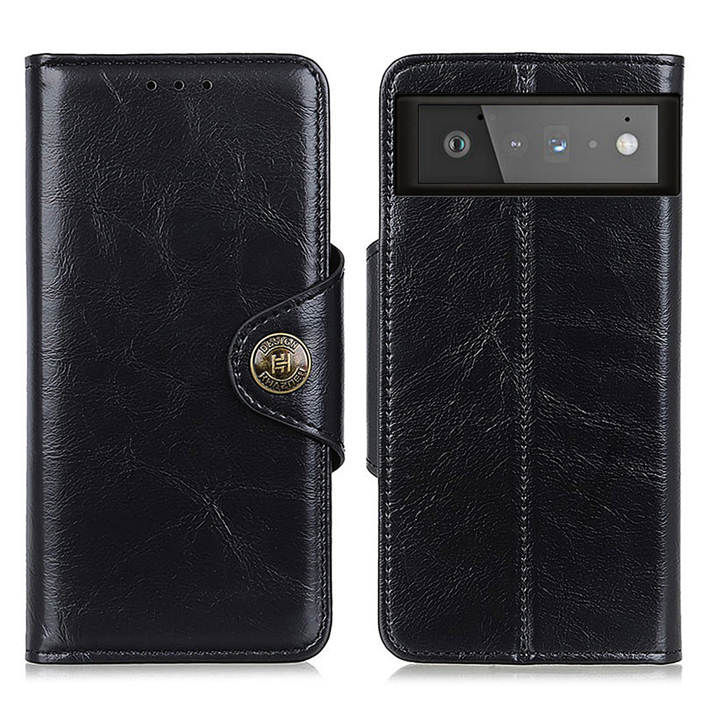 

Drop-proof Wallet Design Leather Phone Stand Shell for Google Pixel 6 - Black
