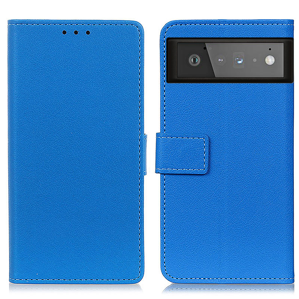 

Étui de Support de Portefeuille en Cuir PU à L'étranger Pour Google Pixel 6 - Bleu