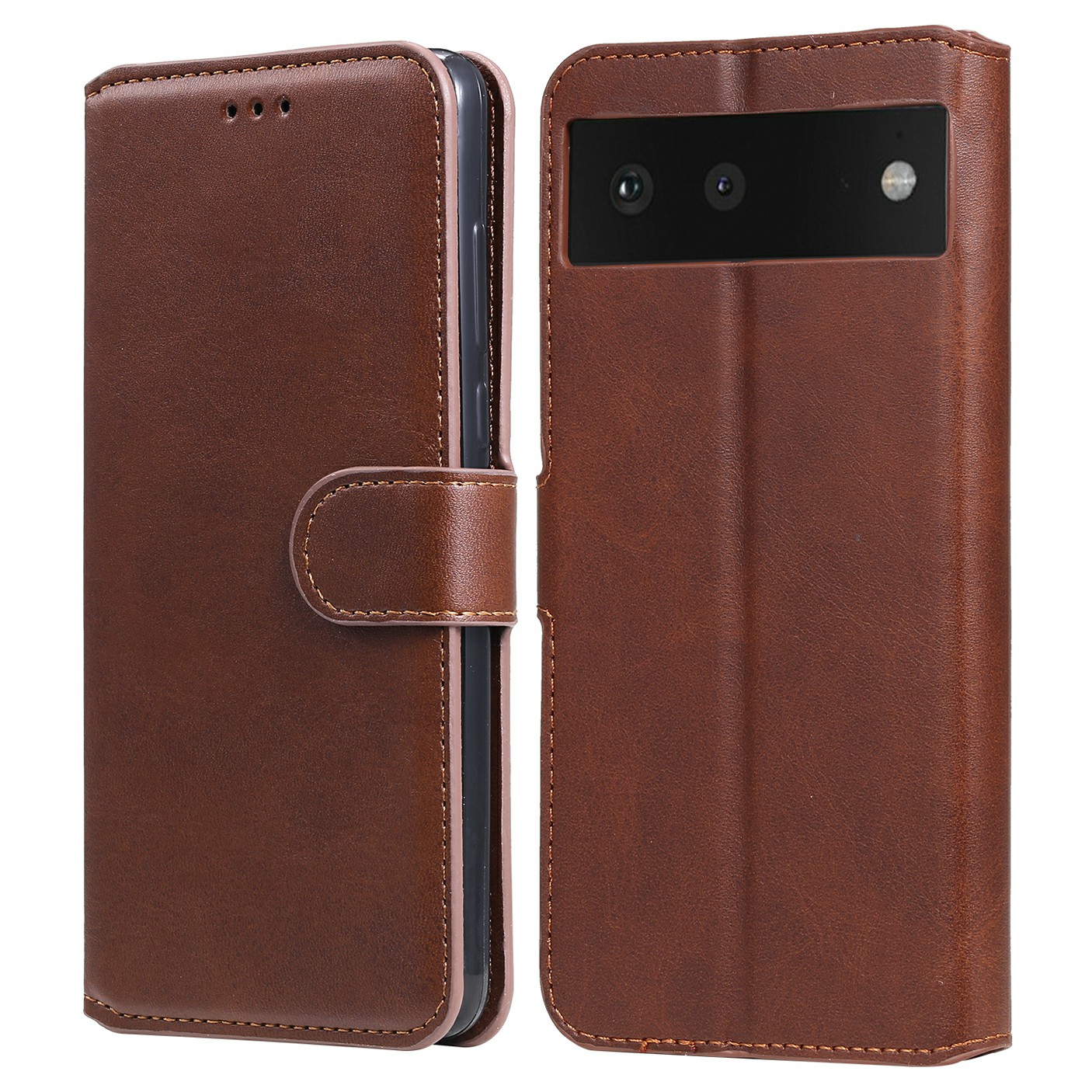

Allround Schützende Leder-brieftaschen-handyabdeckungsschale Mit Stand Für Google Pixel 6 - Braun, Google Pixel 6