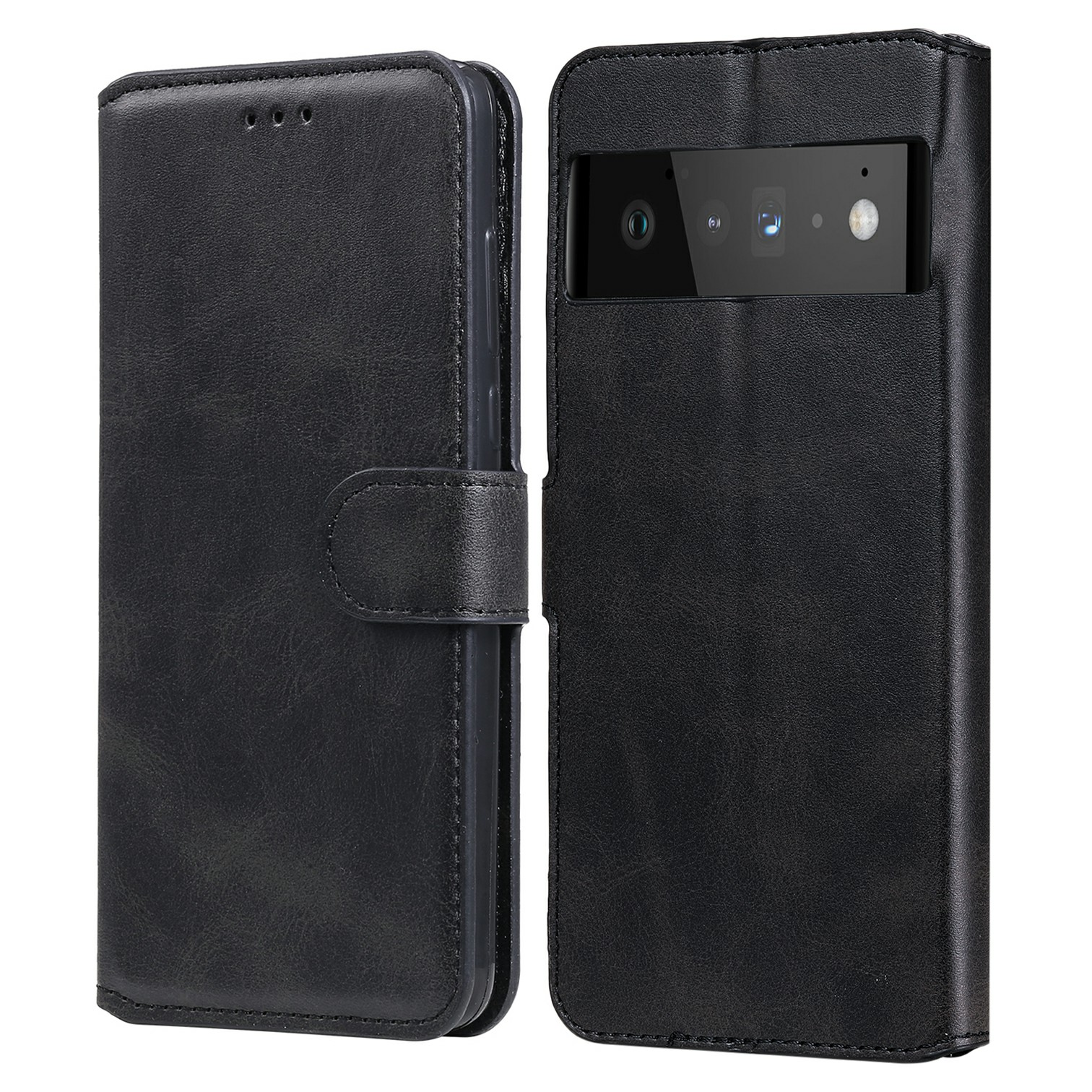 

Gut Geschützter Folio Flip Leder Brieftasche Telefon Stand Fall Für Google Pixel 6 Pro - Schwarz, Google Pixel 6 Pro 5G