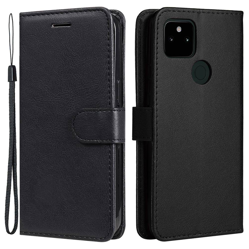 

Conception du Support de Portefeuille KT Series 2 Coquille de Téléphone en Cuir de Couleur Unie Pour Google Pixel 5a 5G - le Noir