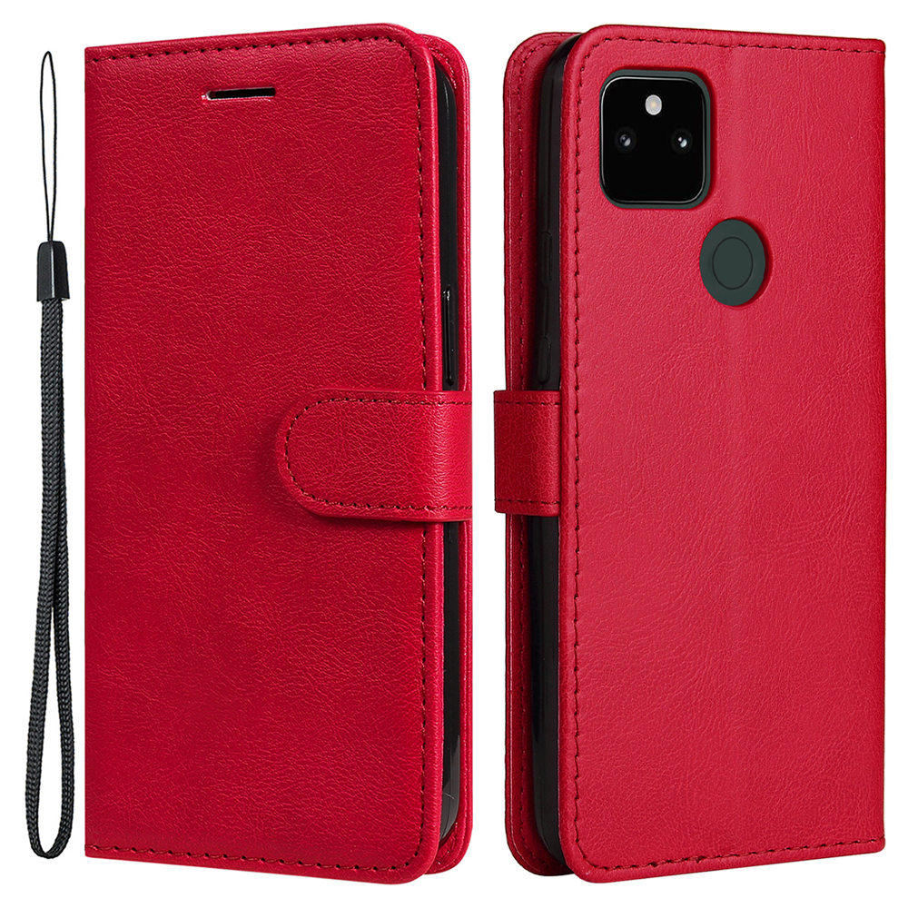 

Conception du Support de Portefeuille KT Series 2 Coquille de Téléphone en Cuir de Couleur Unie Pour Google Pixel 5a 5G - Rouge