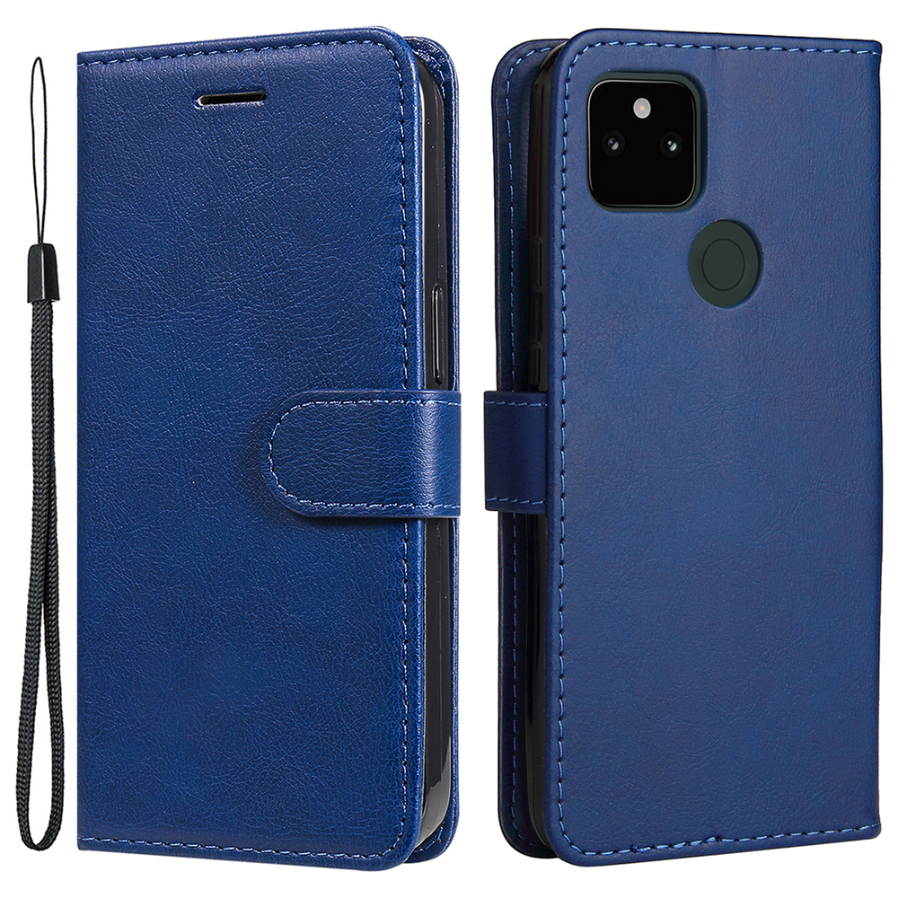

Conception du Support de Portefeuille KT Series 2 Coquille de Téléphone en Cuir de Couleur Unie Pour Google Pixel 5a 5G - Bleu