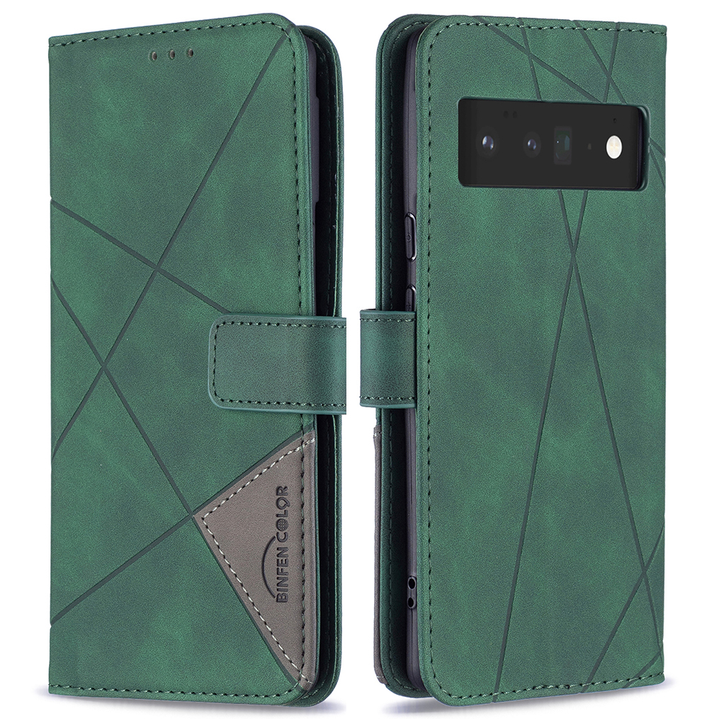 

Binfen Farbe BF05 Anti-Fall-Shell Geometrische Gedruckte Flip-PU-Leder-Fall-Brieftasche Mit Ständer Für Google Pixel 6 Pro - Grün, Google Pixel 6 Pro 5G