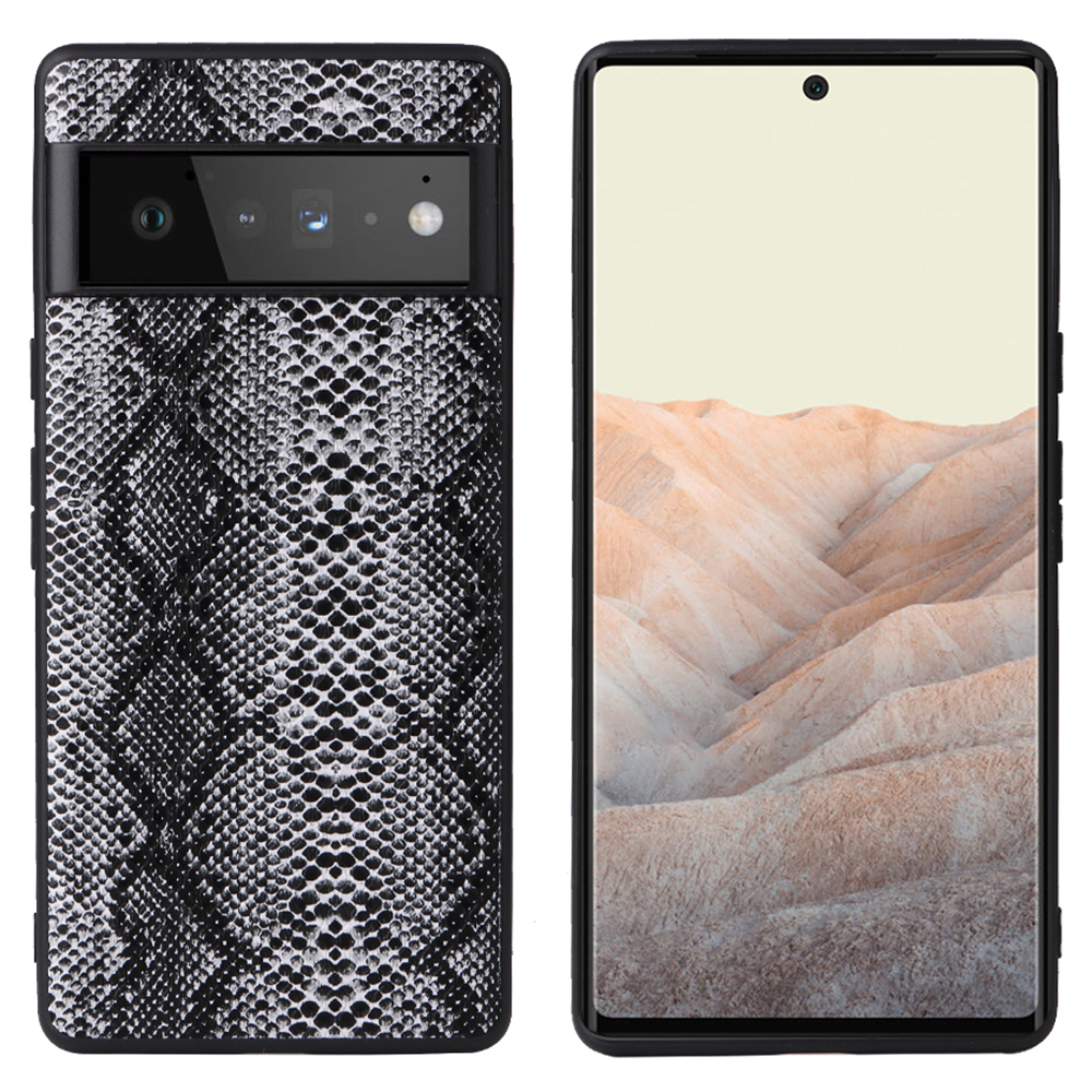 

Leichte PU-Lederbeschichtete Weiche TPU + Hard PC Hybrid-Schutzhülle Für Google Pixel 6 - Schlangenbeschaffenheit / Schwarz, Google Pixel 6