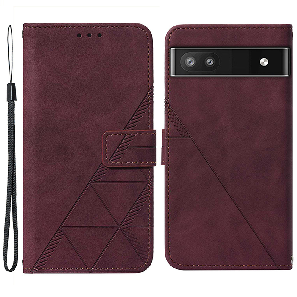 

Yb-sprudelmuster Serie-1 Schockdelie-telefon Hülle Für Google Pixel 6a 5G Schutzes Folio Flip Cover Eingeprägter Brieftaschenleder Mit Ständer - Weinrot, Google Pixel 6a