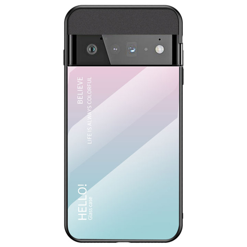 

Für Google Pixel 7 Pro Gradient Tempered Glass Case Hartes PC Weiche Tpu-kratzer-resistenten Rückzugabdeckung - Gradientenrosa Blau, Google Pixel 7 Pro 5G