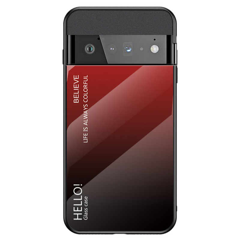 

Für Google Pixel 7 Pro Gradient Tempered Glass Case Hartes PC Weiche Tpu-kratzer-resistenten Rückzugabdeckung - Gradient Rot Schwarz, Google Pixel 7 Pro 5G