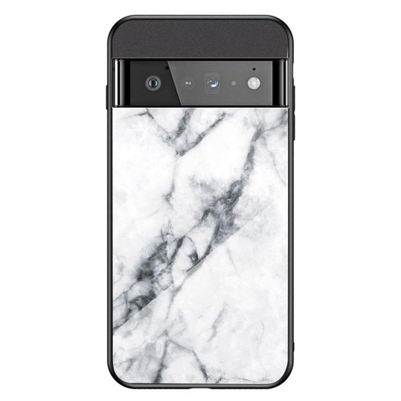 

Für Google Pixel 7 Mobiltelefonhülle Marmormuster Temperiertes Glas + PC + TPU Anti-kratzer-mobiltelefonabdeckung - Weisser Marmor, Google Pixel 7 5G