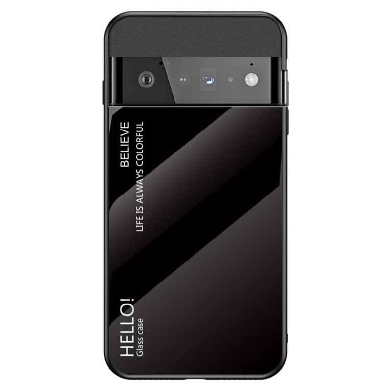 

Für Google Pixel 7 Gradientenfarbe Hülle Temperiertes Glas + PC Zurück + Weiche TPU -Hybrid -Slim -Abdeckung - Schwarz, Google Pixel 7 5G