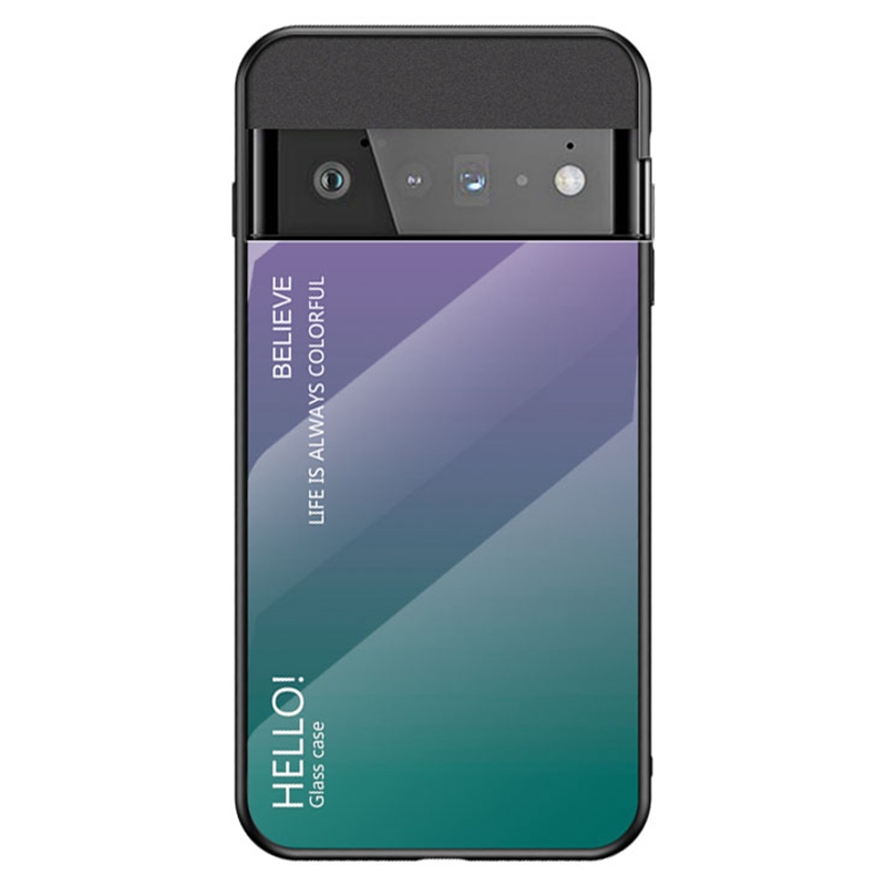 

Für Google Pixel 7 Gradientenfarbe Hülle Temperiertes Glas + PC Zurück + Weiche TPU -Hybrid -Schlankabdeckung - Gradientenviolett, Google Pixel 7 5G