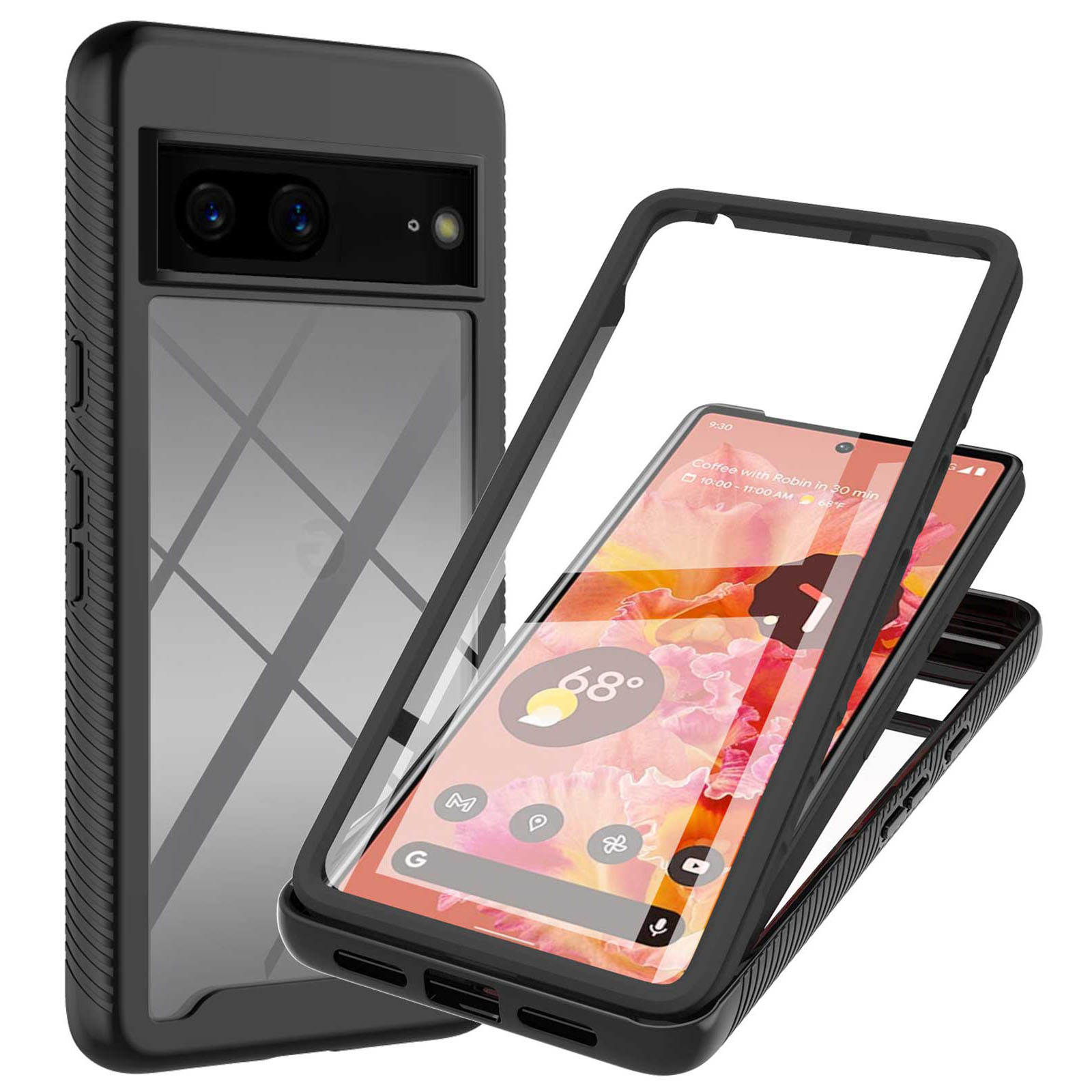 

Für Google Pixel 7 YB PC Series-6-integrierte Pet-screenfilm-handy-abdeckung, Shockproof TPU+PC Abnehmbare Shell - Schwarz, Google Pixel 7 5G