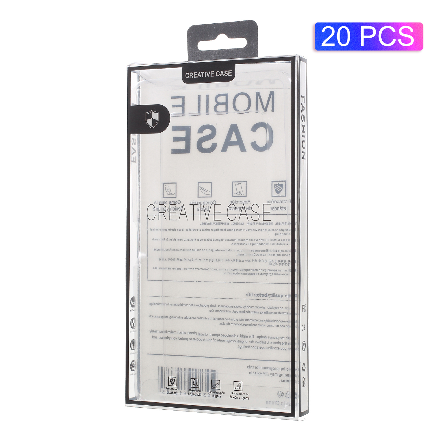 

20pcs/Lot Retail Plastic Packaging Box for iPhone 8 / 7 Cases, Size: 175 x 95 x 15mm - Black / Transparent, iPhone 12 mini